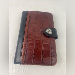 Brighton Vintage Leather Wallet Notepad Organizer Padfolio Cards Photo Bi-Fold